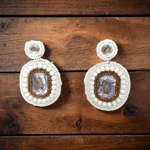 Handmade White Pear Earring