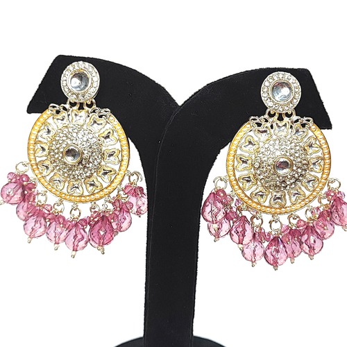 Heavy Pink Pearl Trendy Earring In Different Color 