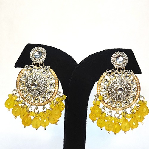 Heavy Yellow Pearl Trendy Earring In Different Color 