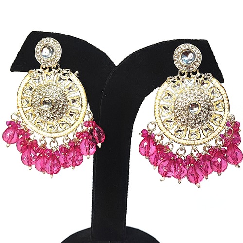 Heavy Dark Pink Pearl Trendy Earring In Different Color 